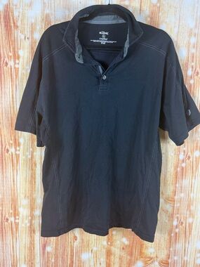 Kuhl Men’s Black Polo with Contrast Dark Gray Collar